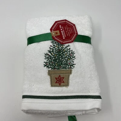 Balsam & Fir Trading Co. Árbol de Navidad Toallas de Mano Blancas Vacaciones de Navidad Foto 1 de 4