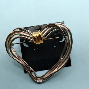 Primier Design Heart brooch pin In Gold And Silver 3" - Picture 1 of 6