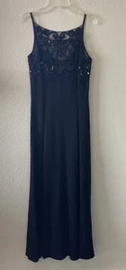 Vintage 90s Y2K Cache Evening Dress Black Sheer Mesh Sequined Embroidered Size 6 - Picture 1 of 24