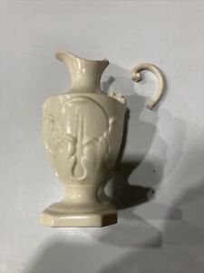 Vintage Rumrill 448 Art Pottery  Ivory  Pitcher Vase 9.5” Matte Redwing