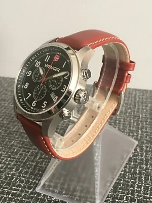 Wenger 0543.102 Para hombres Tetragrafo Esfera Negra Fecha Cronógrafo Correa de Cuero  Foto 1 de 4