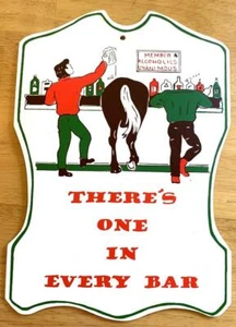 Vintage Bar Sign There’s One In Every Bar Horses Rear Wall Art Wood Japan 70 80s - Picture 1 of 4