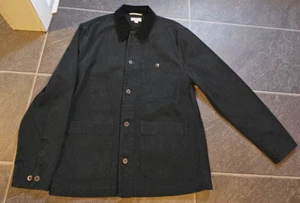 WALLACE & BARNES J CREW MEN'S NAVY BLUE BARN COAT SZ L CORDUROY COLLAR - Picture 1 of 3