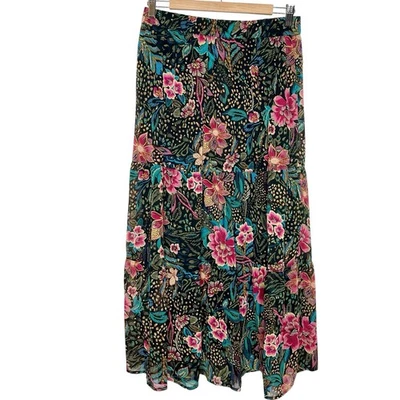 Falda midi Philosophy tropical floral en capas para mujer M con volantes colorida de gasa Foto 1 de 4