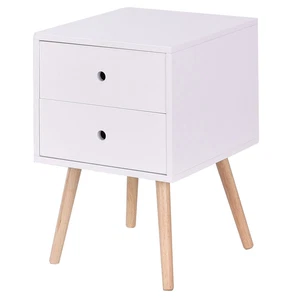Comodino Con 2 Cassetti in MDF E Gambe in Legno Di Gomm, Armadietto Moderno per - Foto 1 di 8