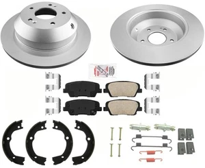 REAR GEO Coated Disc Brake Rotors Pads Parking Shoes for 10-12 Hyundai Santa Fe - Picture 1 of 6