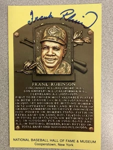 Frank Robinson Signed Gold HOF Plaque Postcard Yellow Orioles Autograph JSA - Picture 1 of 2