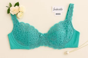 Reggiseno Frederick's of Hollywood 40DD schiuma di mare pizzo ferretto cinghie smerlate nuovo senza etichette - Foto 1 di 7