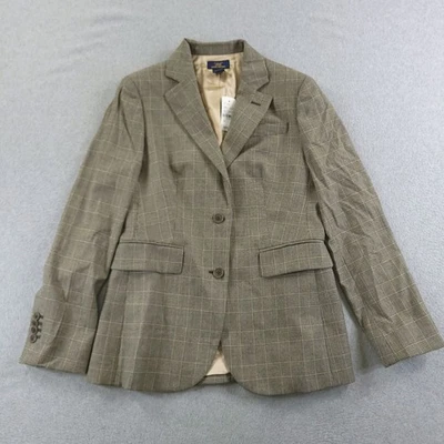 Blazer Brooks Brothers Mujer 6 Lana Marrón Glen Cuadros Forrado a Cuadros Carrera SM HOLE Foto 1 de 4