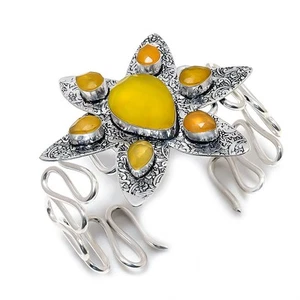 Brazalete de plata esterlina 925 con piedras preciosas simuladas azules ajust... - Imagen 1 de 5