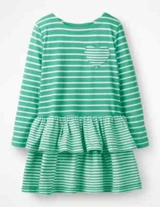 NWT Mini Boden Green/Ivory Heart Pocket Dress, Size 11/12 - Picture 1 of 5
