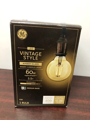 Large LED GE Vintage Style AMBER GLASS Warm Candle Light Dimmable Bulb 5.5 Watt  - Image 1 of 4