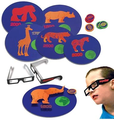 16pc Play Visions Safari Target Toss Game 3D Glasses Cornhole Ring Coin Toy - Image 1 of 4