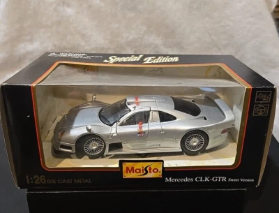 NIB Diecast Maisto Special Edition SILVER MERCEDES CLK-GTR Street Version 1:26 - Image 1 of 4