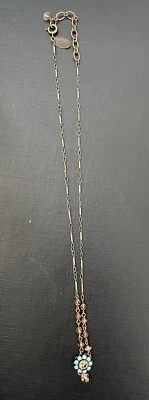 COLLAR LIZ PALACIOS S. F. Azul Floral Bronce Cristal Foto 1 de 4