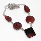 Rhodonite 925 Silver Plated Gemstone Handmade Necklace 17" Ethnic Gift AU s311