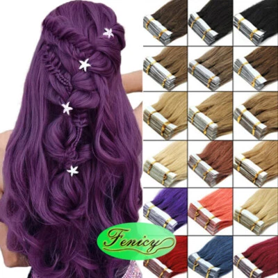 Cinta sin costuras en extensiones de cabello humano tramas invisibles de piel Remy cabello brasileño Foto 1 de 4