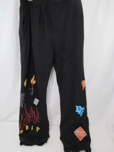 Cooper 9 Los Angeles Flame on Drip Cotton Sweatpants black Sz XXL Womens - Picture 1 of 11