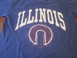Vintage University of Illinois Illini Chief Illiniwek T-Shirt Single Stitch L - Picture 1 of 5