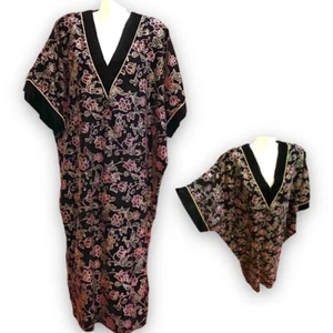 Vintage Christian Dior Floral Embellished Velvet Caftan Gown Robe - Picture 1 of 10
