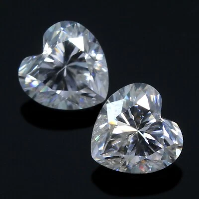 Natural Certified DE Color VVS1 Excellent Cut 4x4 MM Heart Pair White Diamond - Image 1 of 4