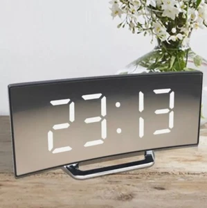 Electric Alarm Clock for Bedrooms Digital Clock Silent Curved Design led Clocks - Picture 1 of 15