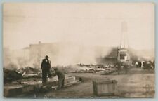 Real Photo Postcard~City Block Fire~Hillstead Real Estate~Water Tower~c1912 RPPC