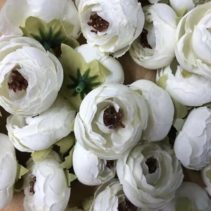 Artificial Silk Flower Heads - White Peony Style 57 - 5 Pack - Picture 1 of 1
