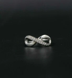 Anillo de punta ajustable para mujer Diamond Infinity de 0,10 quilates acabado oro blanco 14 K - Imagen 1 de 4