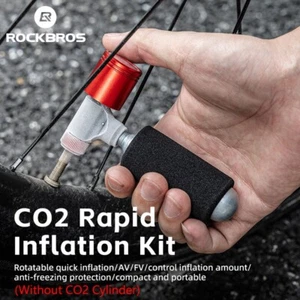 ROCKBROS Bike Bicycle Hand Pump CO2 Tyre Inflator With Gauge Presta Schrader - Picture 1 of 14