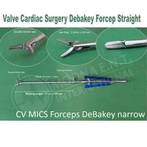 Valvola Base XS Strumenti Chirurgici Cardiochirurgia Debakey Pinza Dritta - Foto 1 di 1