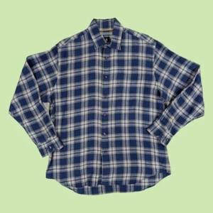 Robert Talbott Shirt Mens Large Blue Plaid Button Up Linen Multicolors - Picture 1 of 5