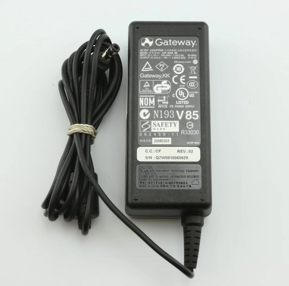 LC.ADT00.032 Gateway AC Adapter 19V 3.42A 65W For M 1615 6317 102458 4525 - Image 1 of 4