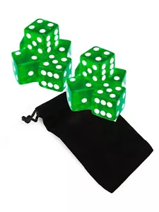 Set of 10 Six Sided Square Translucent 16mm D6 Dice - Green with White Pip Die - Picture 1 of 1