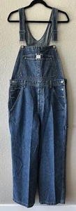 VTG CALVIN KLEIN-Bib Overalls Y2K 90’s Blue Denim Straight Leg Baggy Large Tags - Picture 1 of 7