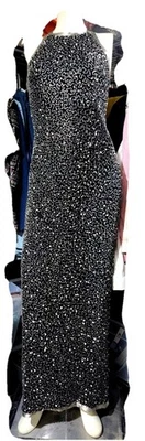 Vestido de Colección Y2K SEDA LAURENCE KAZAR Cuentas Lentejuelas Fiesta FORMAL NOCHE Largo S Negro  Foto 1 de 4