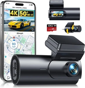 GKU 4K Dashcam Auto Vorne Hinten, 5GHz WiFi GPS, Dual Dash Cam, 1.5” IPS Mini - Bild 1 von 7