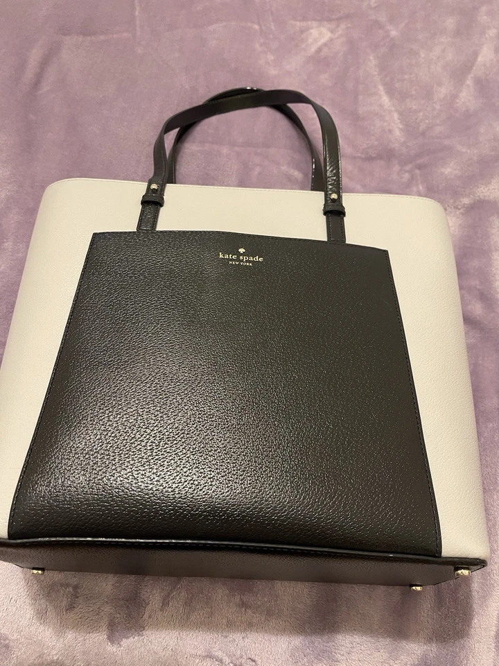Bolso de hombro grande de cuero gris-negro Kate Spade New York para mujer Foto 1 de 4