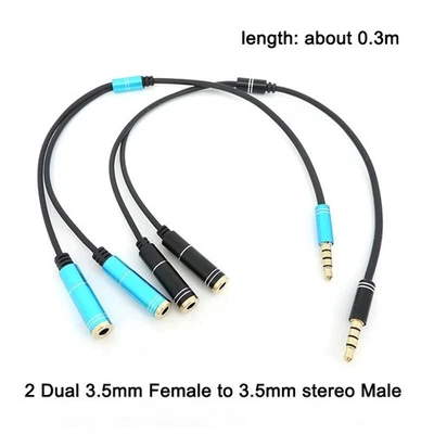 Headphone Splitter Dual 3.5mm male to stereo female AUX Audio Cable Headset - Image 1 of 4