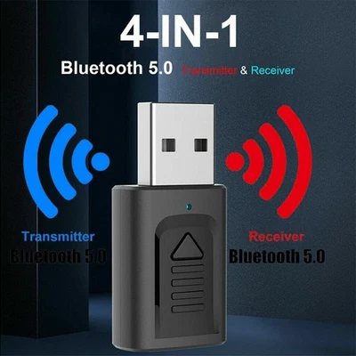 Wireless USB Audio Transmitter Receiver 4in1 Adapter For Bluetooth 5.0 PC TV Car - Image 1 of 4