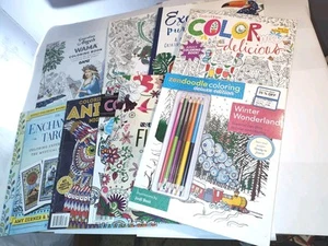 Lot of 9 Adult Coloring Books Creative Art Therapy Senior Center F162 - Picture 1 of 4