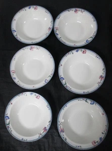 Oneida Select Collection Blue Lattice Soup Cereal Bowls  7" Set of 6 - Picture 1 of 4