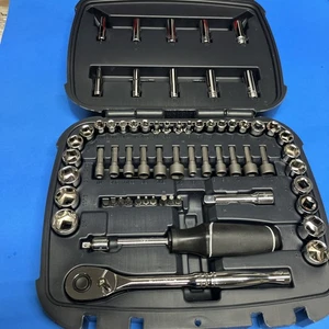 Husky 65 pieces ratchet socket set in case 3/8 and 1/4 inch slight Use Mint Tool - Picture 1 of 9