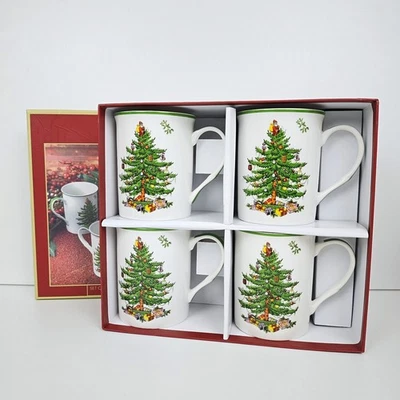 Spode Christmas Tree Set of 4 12 Oz Mugs Brand New in Box Xmas Present S3324-A18 - Image 1 of 4