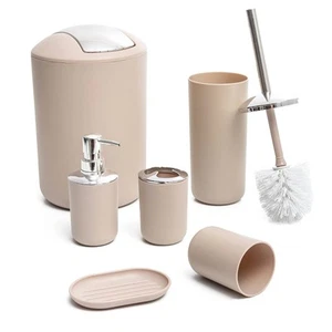 6 pcs Bathroom Accessories Set Decor Sets Includes Soap Dispenser Toothbrush - Picture 1 of 8