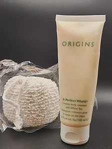 ORIGINS A Perfect World Creamy Body Cleanser with White Tea 3.4 oz with Pouf - Picture 1 of 4