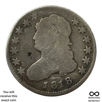 1818 Bust Quarter X-1397 - Image 1 of 3