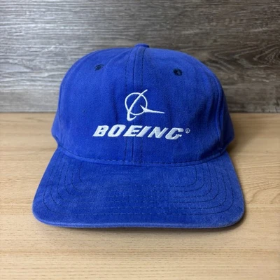 Vintage Boeing Hat Cap Strap Back Blue Planes Aviation Adjustable USA Made - Image 1 of 4