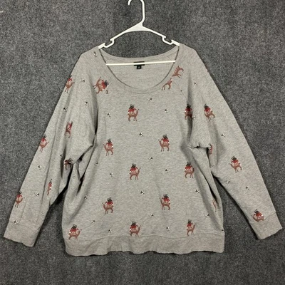 Torrid Sweatshirt Womens 3X Gray Pullover Animal Print Deer Fox Raccoon Graphic - Image 1 of 4
