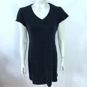 Coldwater Creek 6p Petite A-Line Acetate Above Knee Dress Black Polka Dot MINT - Picture 1 of 12